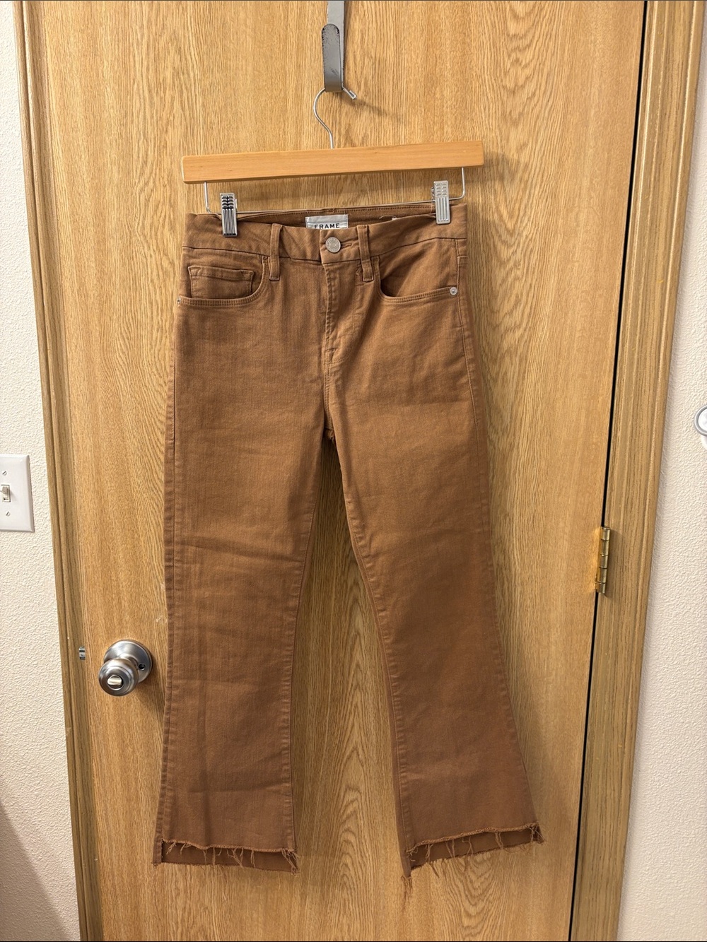 Frame Denim Warm Brown Cropped Flare Jeans